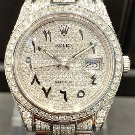 iced out rolex arabic dial|rolex datejust iced out arabic.